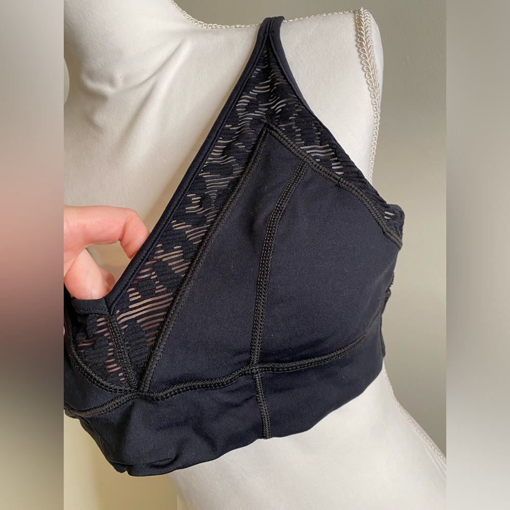 Anthropologie VMMA Black Sheer Designed Sports Bra